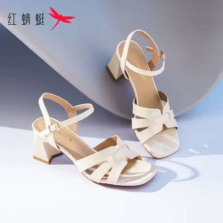红蜻蜓女士凉鞋2023夏新款女鞋不累脚中年妈妈鞋法式高级感罗马鞋商品大图