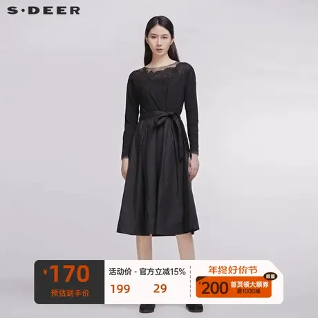 sdeer圣迪奥新品性感唯美拼接蕾丝连衣裙S20181216图片