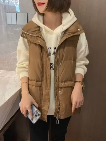 欧洲站2023秋冬季新款羽绒棉马甲女短款韩版宽松背心马夹保暖外套图片