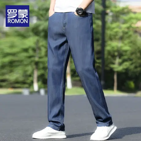 罗蒙冰丝牛仔裤男夏季薄款男裤男士天丝休闲裤子宽松直筒长裤男款图片