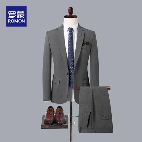 罗蒙男士西装套装正装条纹商务英式西装三件套西服新郎婚礼服帅气图片