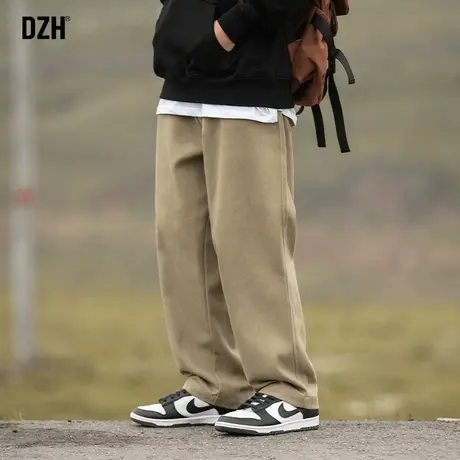 男士卡其色工装裤男秋季裤子男款2023新款潮牌休闲裤男裤直筒长裤商品大图