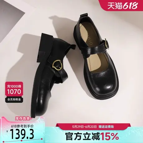 戈美其法式气质玛丽珍鞋女2025春季新款黑色方头小皮鞋日系jk单鞋商品大图