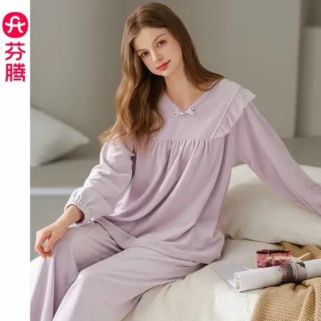 芬腾海岛绒睡衣女秋冬季保暖长袖套装珊瑚绒抗静电加绒加厚家居服商品大图