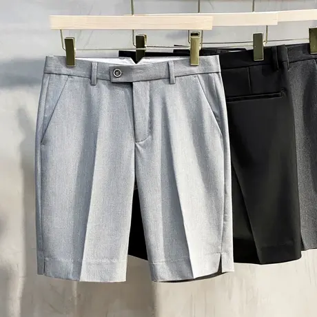 夏季韩版冰丝修身五分裤男休闲裤轻商务小直筒薄款西裤短裤潮中裤商品大图