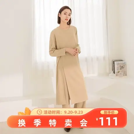 桔熊秋冬季休闲磨毛棉衫开衩温暖宽松长款上衣女大码DA9426图片