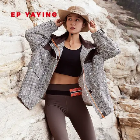 EP YAYING雅莹女装 宽松立领字母印花直身外套 2023秋冬新款1306A商品大图