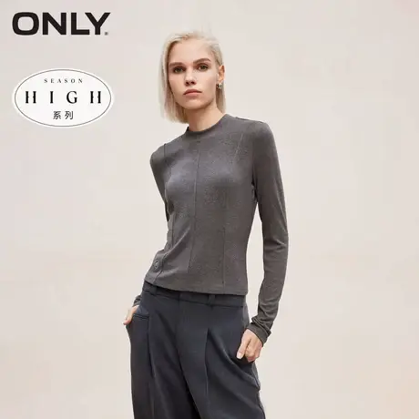 【ONLY奥莱清仓】秋季简约休闲百搭刺绣LOGO立领弹力T恤女商品大图