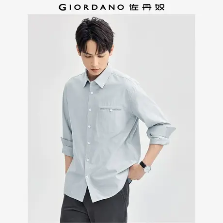 佐丹奴衬衫男装条纹唇袋梭织长袖休闲衬衫 18044616图片