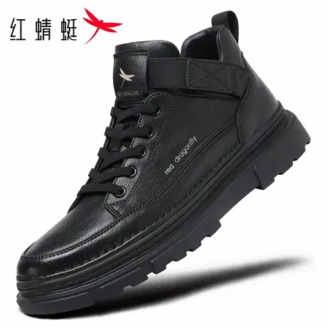 红蜻蜓男鞋秋冬新款鞋子男士高帮工装鞋马丁靴男款真皮英伦风皮鞋商品大图