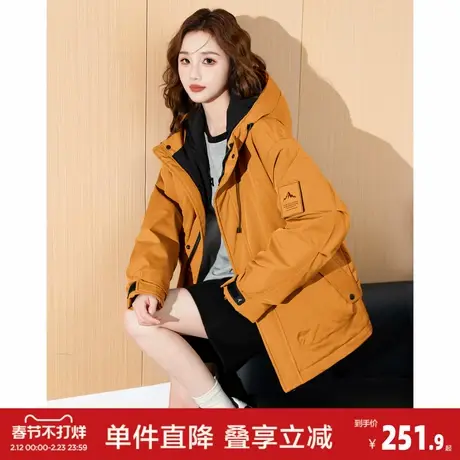 唐狮2026冬季女短款连帽棉衣百搭宽松户外休闲外套夹棉抗风时尚图片