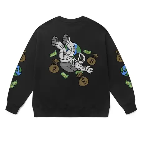 青少年卫衣男痞帅潮牌宇航员印花加绒加厚美式高街洋气情侣上衣服商品大图