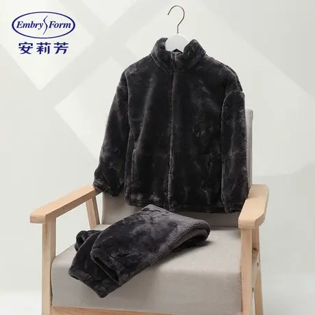 安莉芳新品珊瑚绒儿童家居服套装长袖加厚立领可外穿睡衣ELK0642图片