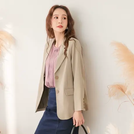 桔熊春秋季韩系通勤气质垫肩修身长袖西装外套女胖妹妹大码EA3112商品大图