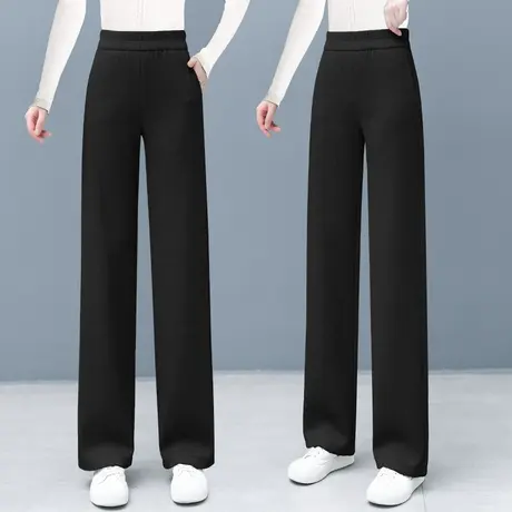 羊毛呢阔腿裤女高腰垂感秋冬季2023年新款宽松休闲加厚羊绒直筒裤商品大图