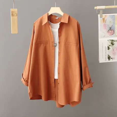 休闲春秋慵懒风宽松衬衫外套女百搭上衣开衫韩版洋气工装衬衣外套商品大图