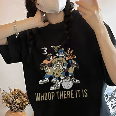 仿棉美式复古oversize短袖t恤女春夏新款宽松国潮牌高街重磅上衣商品大图