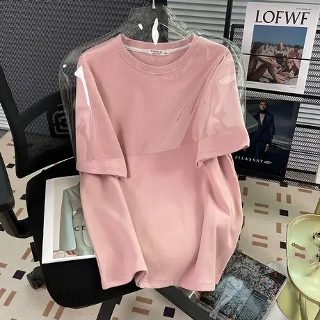 纯色t恤女韩版百搭纯棉短袖oversize大码宽松ins潮夏洋气内搭上衣商品大图