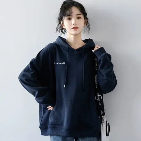 卫衣女2022新款大码薄款连帽上衣情侣装秋季ins潮宽松学院风外套商品大图