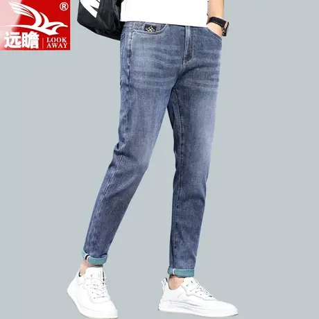 男士春季牛仔裤男修身小脚休闲男裤2022新款长裤潮牌夏季裤子男款商品大图