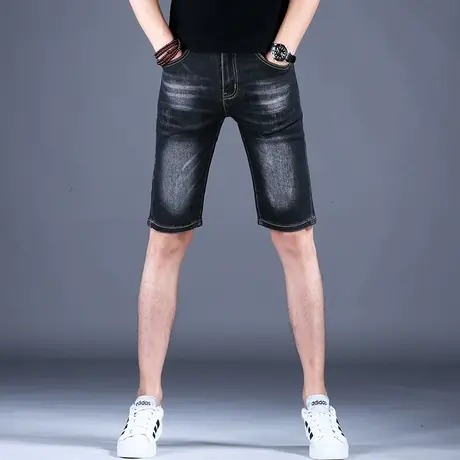 2023男士新款牛仔裤简约精致修身宽松直筒中裤春夏潮牌弹力百搭裤商品大图