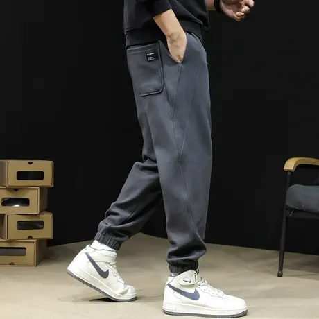 运动裤男士春季2024新款宽松大码休闲拼接裤子束脚卫裤男裤春秋款商品大图