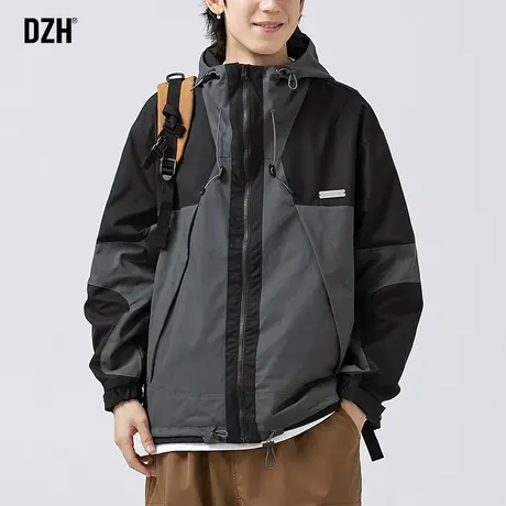 男士登山服冲锋衣男款秋季外套潮牌男新款上衣防风衣美式工装夹克商品大图