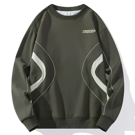 秋季无帽男士卫衣宽松男装秋装2023新款韩版潮流棉T恤长袖打底衫商品大图