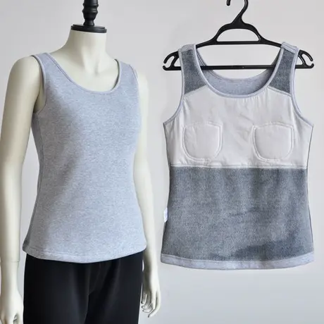 带胸垫加绒保暖背心女免文胸大胸显小加厚内衣背心大码商品大图