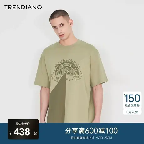 TRENDIANO梅花联名系列2023新款夏季刺绣宽松短袖Polo衫男潮商品大图