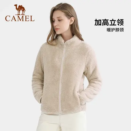 骆驼户外珊瑚绒抓绒衣女2023冬季新款加厚保暖开衫防静电外套商品大图