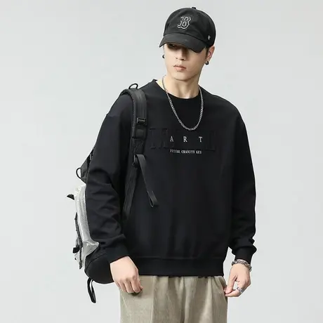 青春流行百搭卫衣圆领宽松男士卫衣潮流大码秋冬款长袖休闲卫衣图片