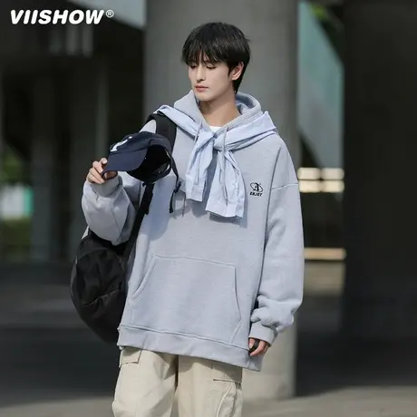 VIISHOW连帽卫衣男春秋款潮牌重磅大码美式复古休闲秋冬带帽外套商品大图