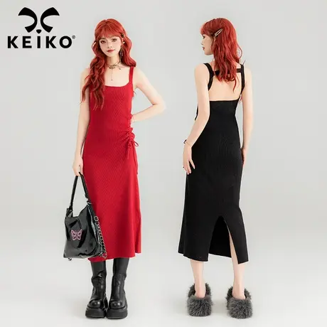 KEIKO 法式性感露背吊带连衣裙2024春夏包臀显瘦针织打底背心长裙商品大图