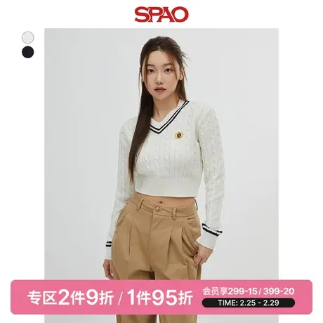 SPAO韩国同款春季新款女士长袖套头毛衣SPKWD49G01图片