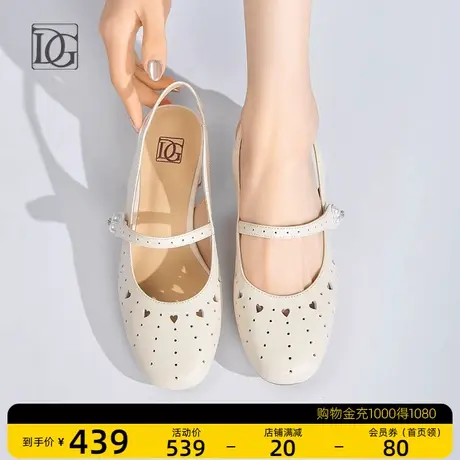 头层牛皮包头凉鞋女夏季外穿2024年新款方头粗跟后空真皮时装凉鞋商品大图