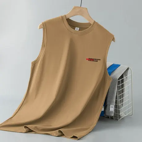 重磅纯棉背心男夏季宽松无袖t恤跨栏篮球健身液氨长绒棉运动坎肩商品大图