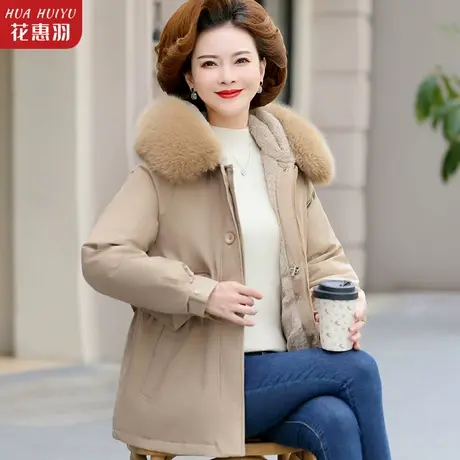 妈妈冬款加绒棉服外套中老年人女冬装加厚派克服夹克秋冬时尚风衣商品大图