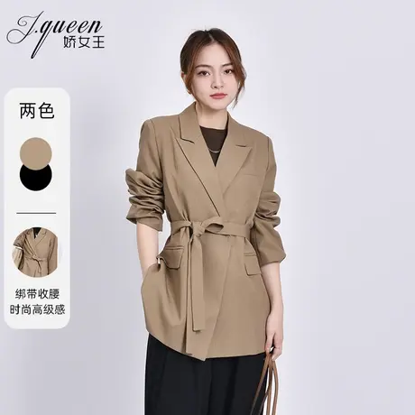西装外套女秋季新款气质时尚百搭高级设计感绑带收腰修身长袖西服商品大图