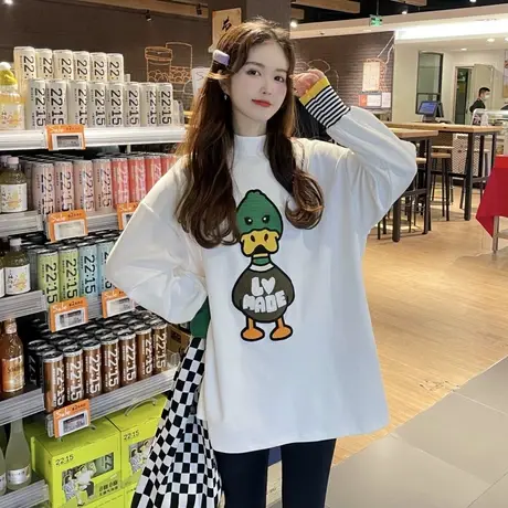 半高领德绒打底衫长袖t恤女外穿秋冬洋气保暖内搭加绒加厚上衣服商品大图