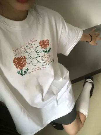 白色仿棉短袖t恤女装2023新款欧货夏季美式复古漂亮时尚洋气上衣商品大图