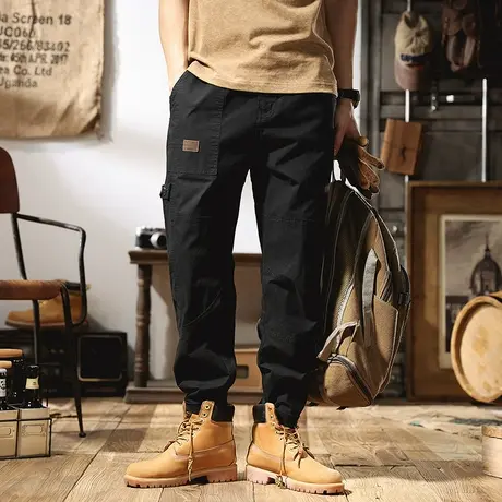 2022夏季薄款工装裤男宽松大码束脚修身男士裤子哈伦休闲长裤薄款商品大图