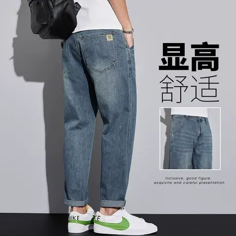夏季潮牌九分休闲痞帅牛仔裤男士薄款日系男裤子2023港风新款男装商品大图