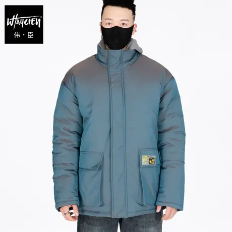 伟臣潮流大码男装冬季男士棉衣外套胖子加肥加大立领加厚保暖棉袄图片