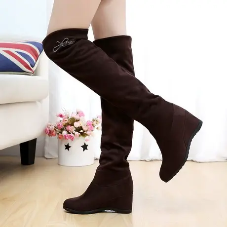 秋冬过膝靴长筒靴韩版潮显瘦女靴弹力靴高筒靴内增高舒适棉靴清仓图片