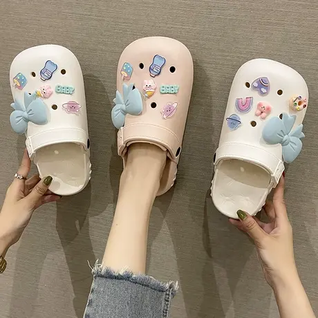 可爱少女心洞洞鞋女夏季外穿ins潮时尚卡通厚底沙滩防滑包头凉拖商品大图