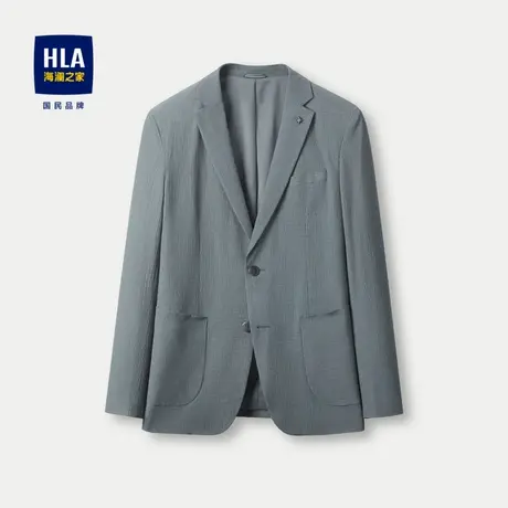 HLA/海澜之家含莱赛尔休闲西服2024春夏新款平驳领花纹修身外套男图片