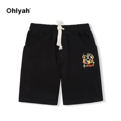 Ohlyah卡通小老虎印花五分裤女isn潮牌夏宽松学生青少年中性短裤图片