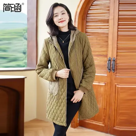 羽绒棉服女2023年冬季新款简涵大码棉衣中长款加厚保暖夹棉外套女图片