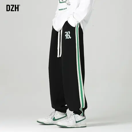 DZH男生黑色裤子男ins潮百搭秋季高街运动裤2024新款束脚卫裤球裤商品大图